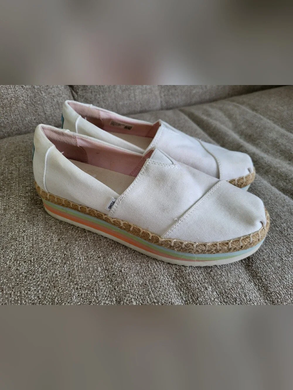 TOMS Canvas Platform Rainbow Shoes – Women’s Size 7.5
